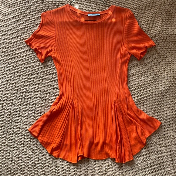 Orange Zara peplum top - Picture 1 of 3